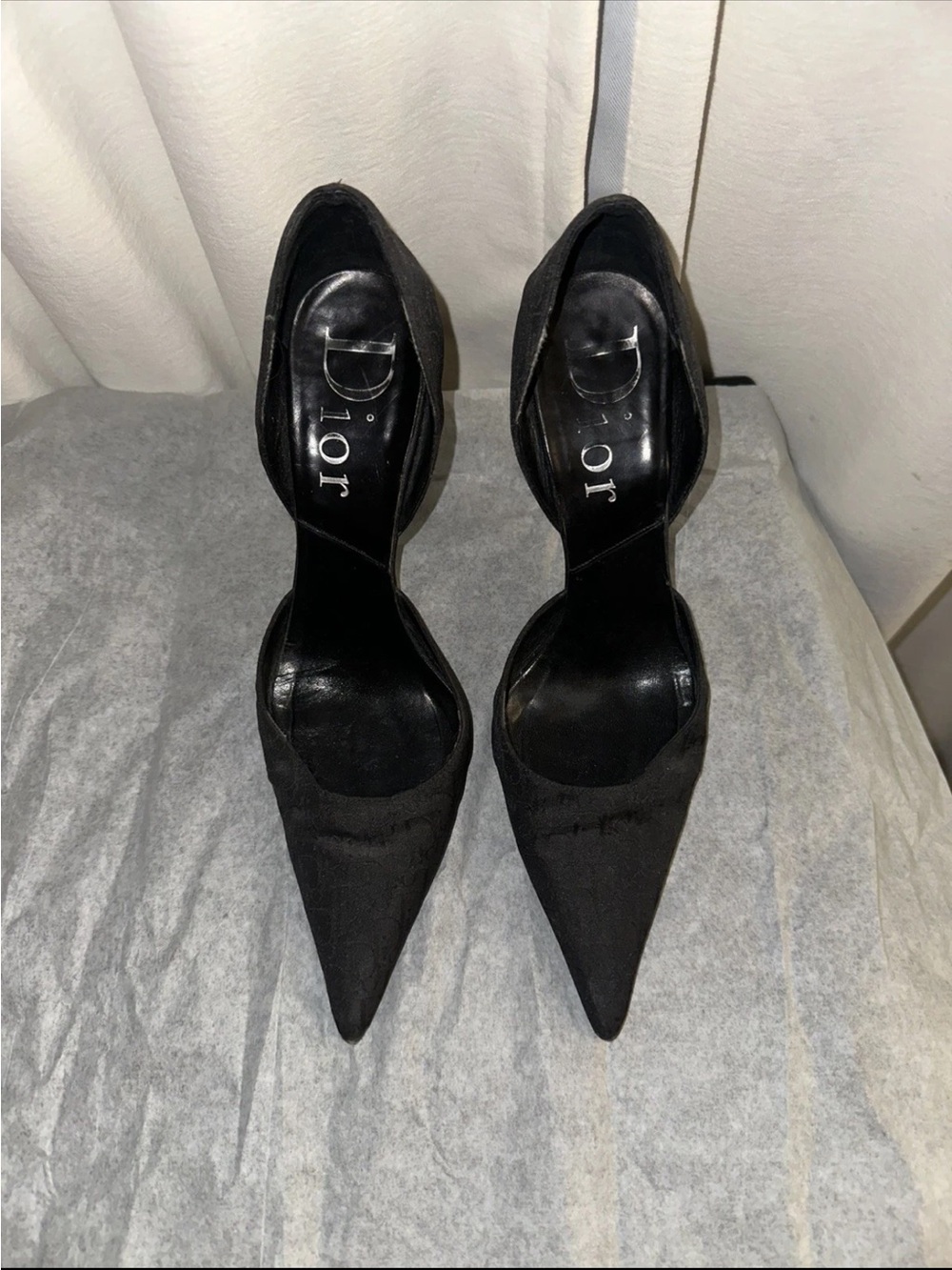 Dior Women's Black Monogram Pointed-Toe Heels